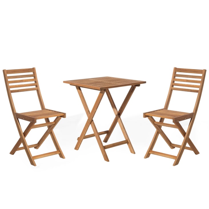 Table et 2 chaises de jardin en bois-Fiji