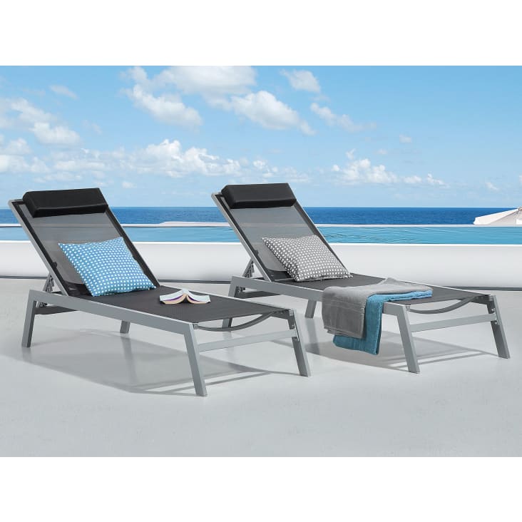 Gartenliege aus Aluminium L190, schwarz Catania Maisons du Monde