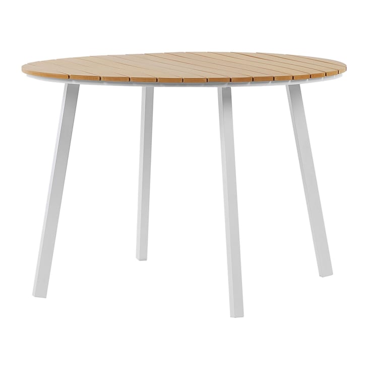 Table de jardin en bois synthétique et aluminium blanc D105cm-Cavoli