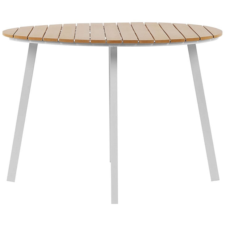 Table de jardin en bois synthétique et aluminium blanc D105cm-Cavoli cropped-3