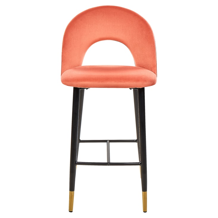 Lot de 2 chaises de bar en velours rouge corail-Falton cropped-3