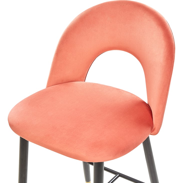 Lot de 2 chaises de bar en velours rouge corail-Falton cropped-6