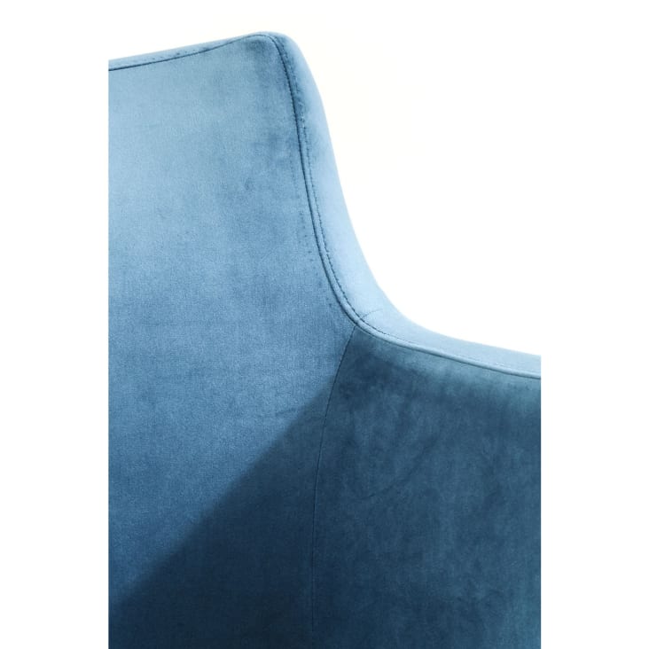 Chaise avec accoudoirs en velours bleu pétrole et hêtre laqué-Mode cropped-3