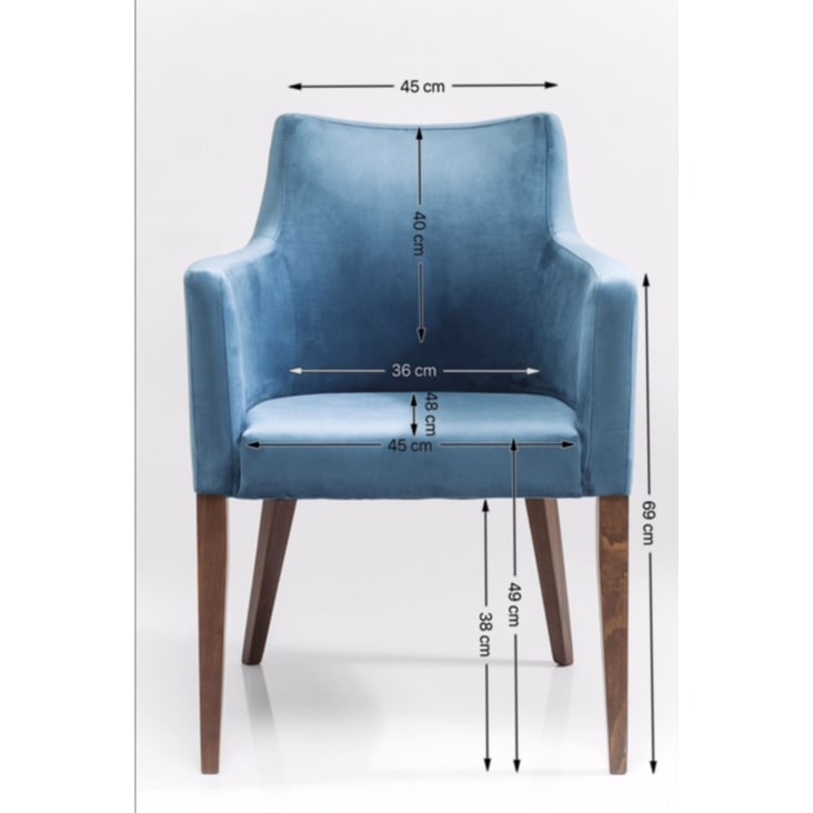 Chaise avec accoudoirs en velours bleu pétrole et hêtre laqué-Mode cropped-4