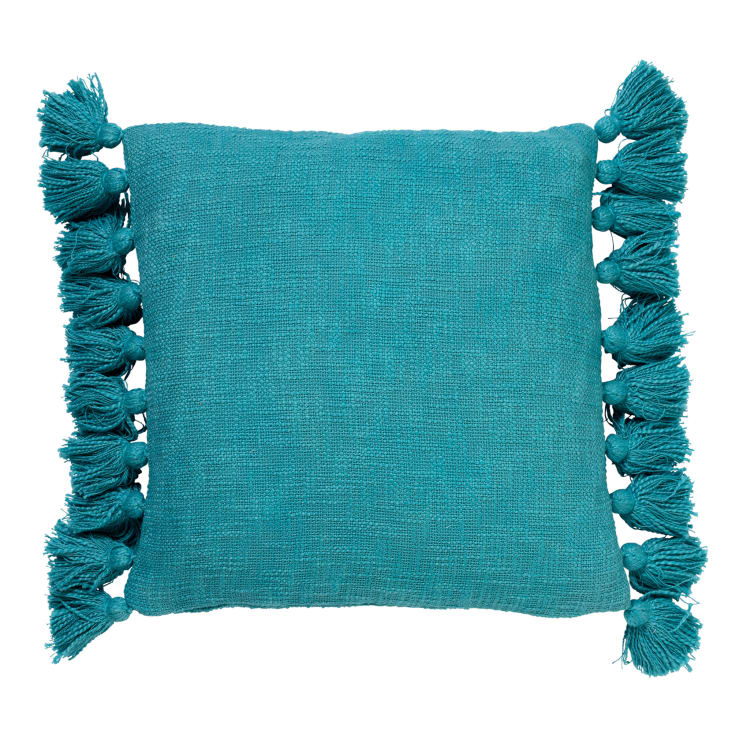 Housse de coussin bleu en coton-45x45 cm uni-RUBY
