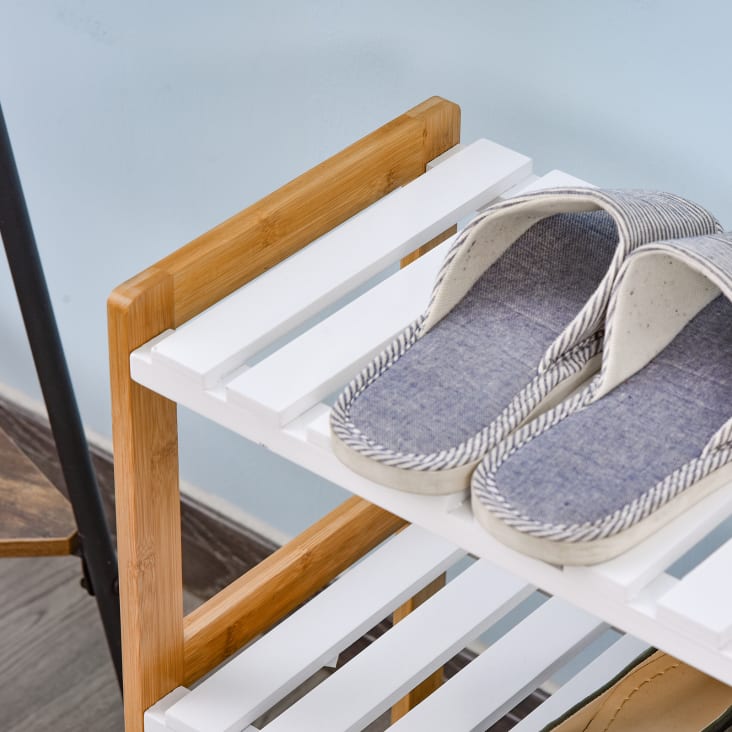 Étagère à Chaussures En Bambou 3 Niveaux - Capacité 12 Paires, 76x33x51 Cm - Rangement Entrée, Salon - Effet Bois Naturel, Structure Solide