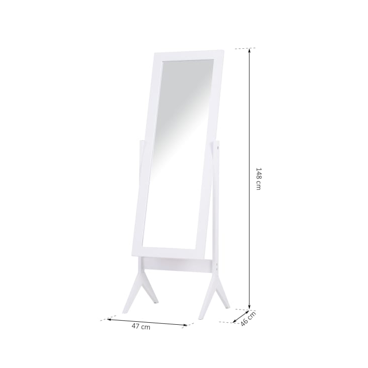 Miroir à pied inclinaison réglable blanc H148cm cropped-3