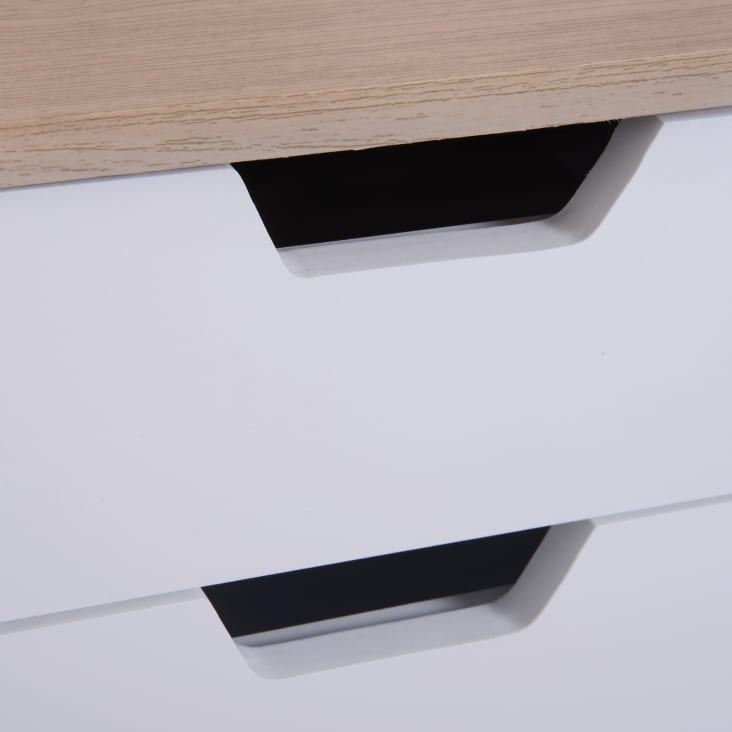 HOMCOM Caisson de bureau rangement bureau sur roulettes 4 tiroirs  coulissants en bois aspect bois blanc