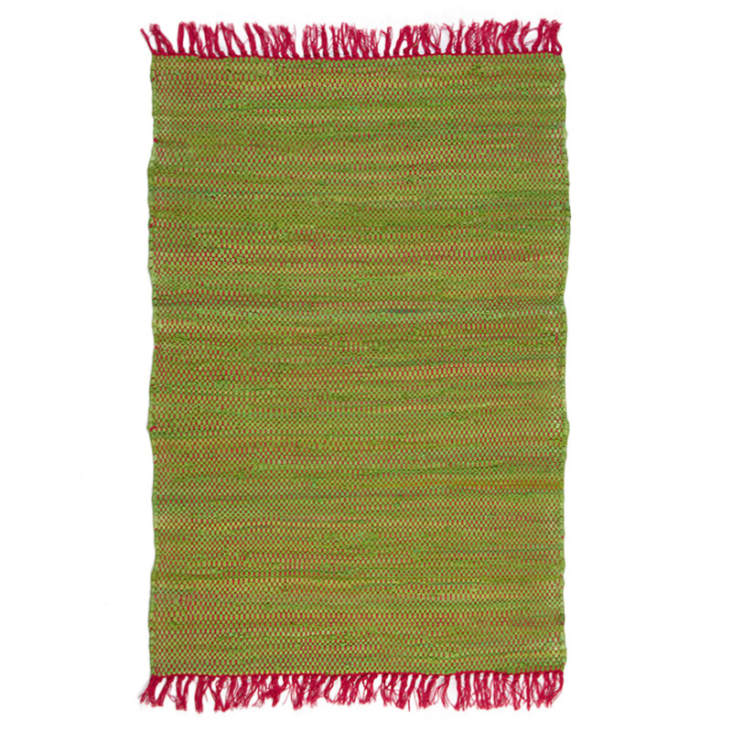 Tapis 100% coton bi-colore rose et vert 60x90-Color