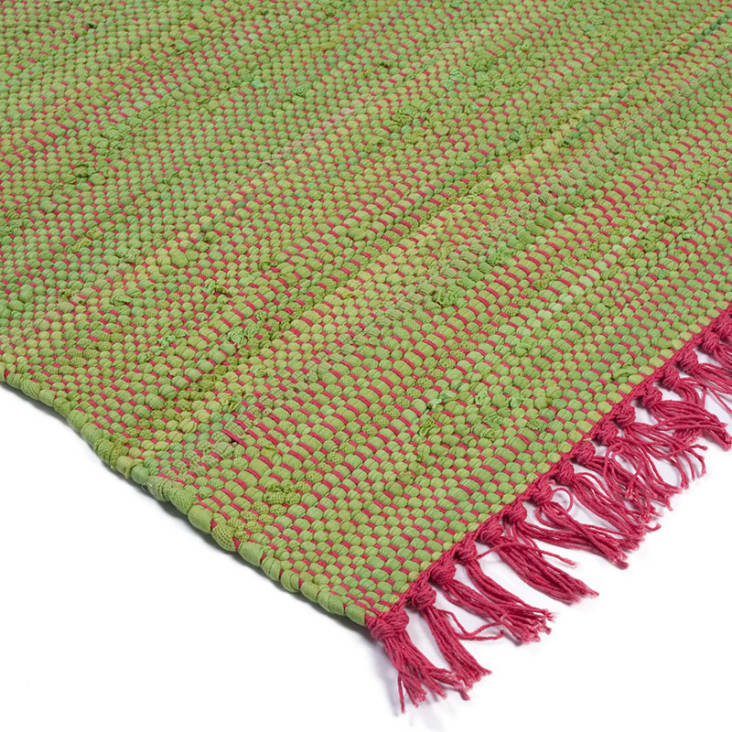Tapis 100% coton bi-colore rose et vert 60x90-Color cropped-3