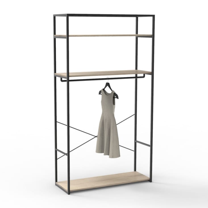 Portant à vêtements acier et bois minimaliste L.120 x H.150 cm - Living -  IDDO Slow Living