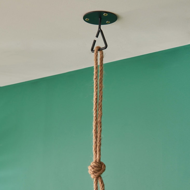 Penderie suspendue bois L100cm noir avec corde-Lexy cropped-4
