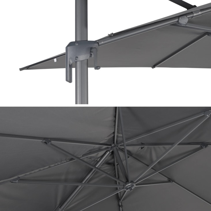 Parasol déporté rectangulaire 3 x 4 m en aluminium gris-Antibes cropped-7