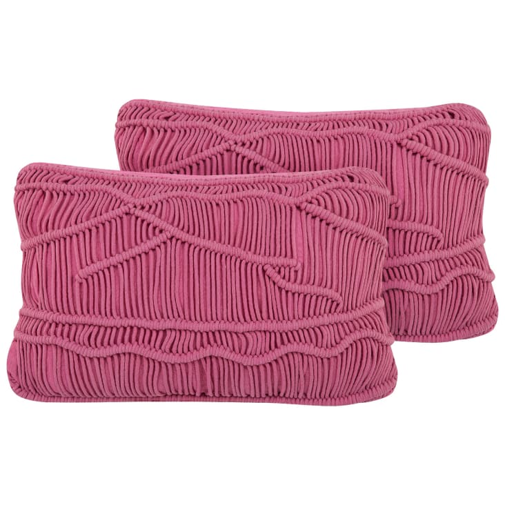 Set di 2 cuscini cotone macramè rosa 30 x 50 cm Kiris