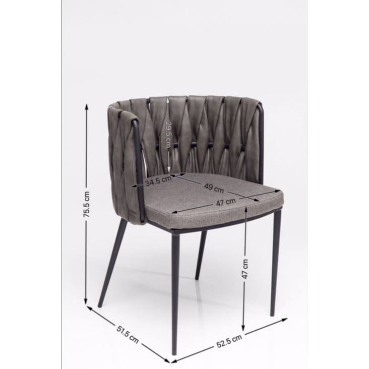 Chaise avec accoudoirs grise et acier-Cheerio cropped-4