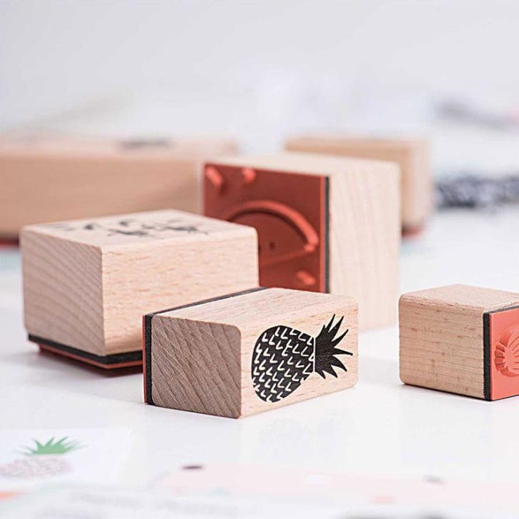 Rico Design 5 timbri in Legno con inchiostratore - Coniglio