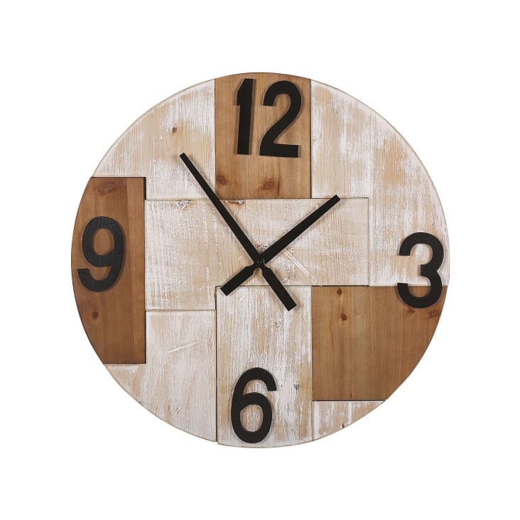 Horloge Murale ø 60 cm effet bois clair-Michapan