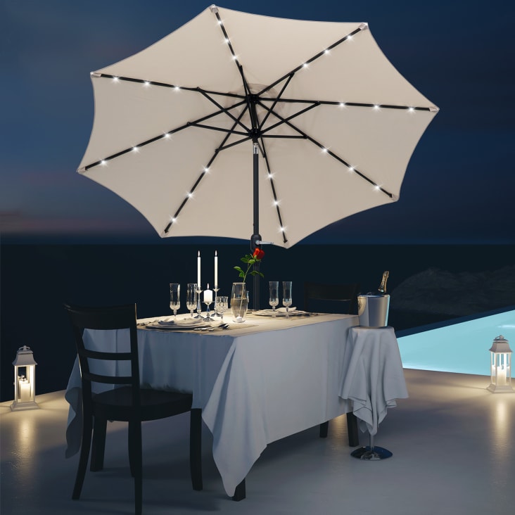 Parasol octogonal inclinable LED crème cropped-2