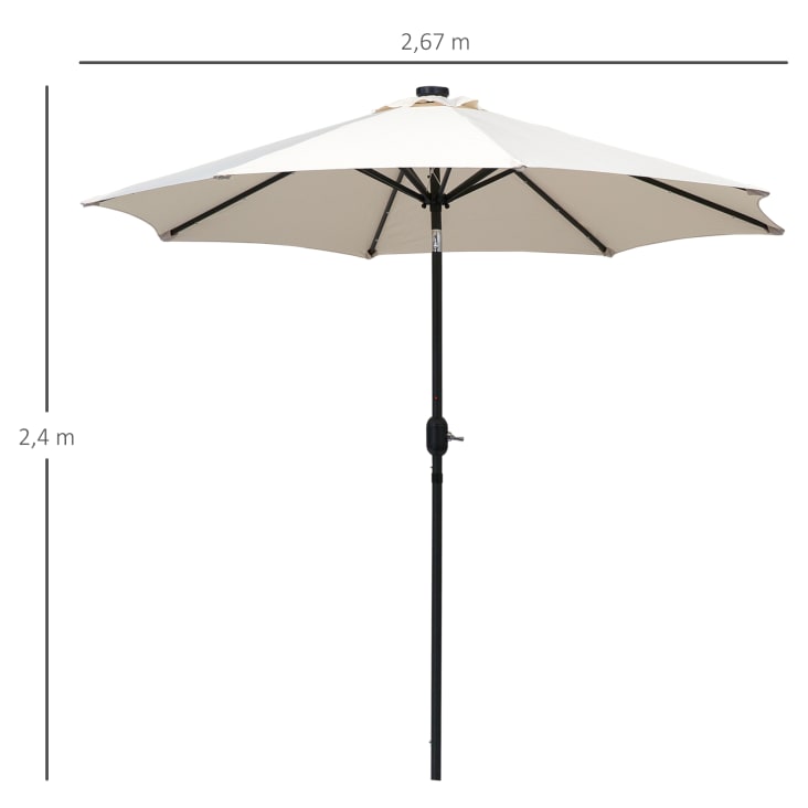 Parasol octogonal inclinable LED crème cropped-3