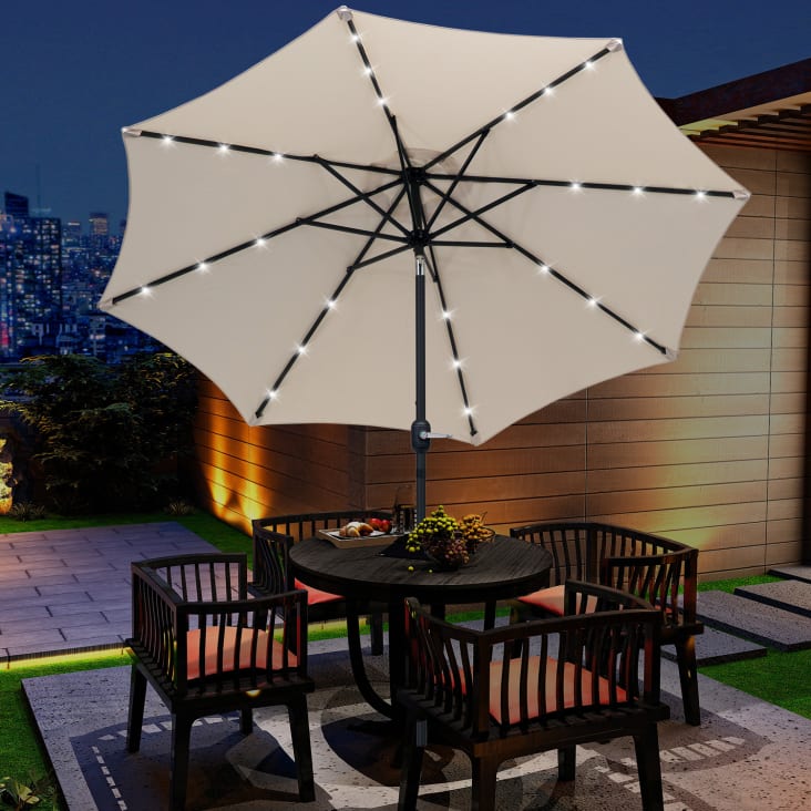 Parasol octogonal inclinable LED crème cropped-4