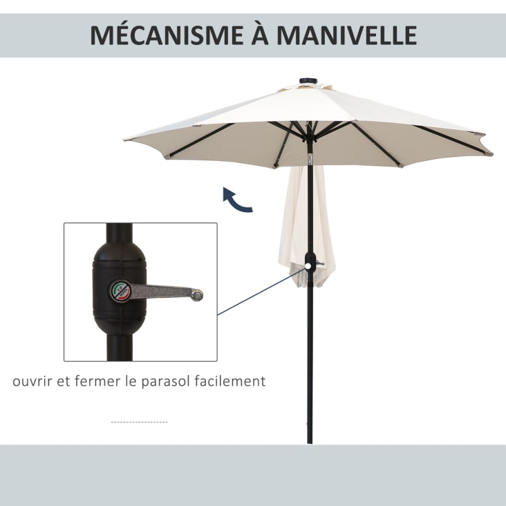Parasol octogonal inclinable LED crème cropped-7