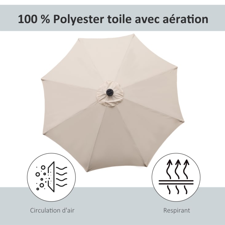 Parasol octogonal inclinable LED crème cropped-8