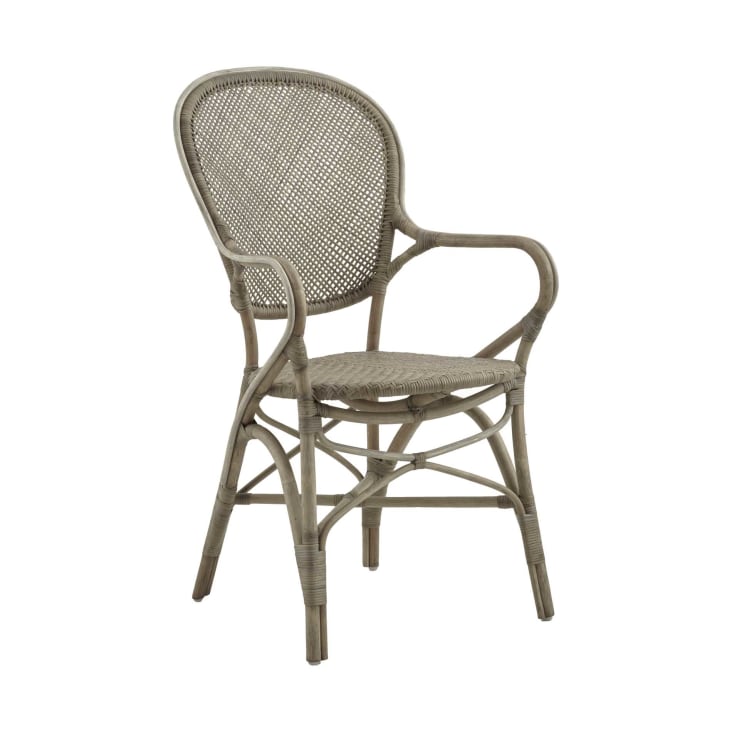 Chaise repas empilable en rotin taupe-Rossini