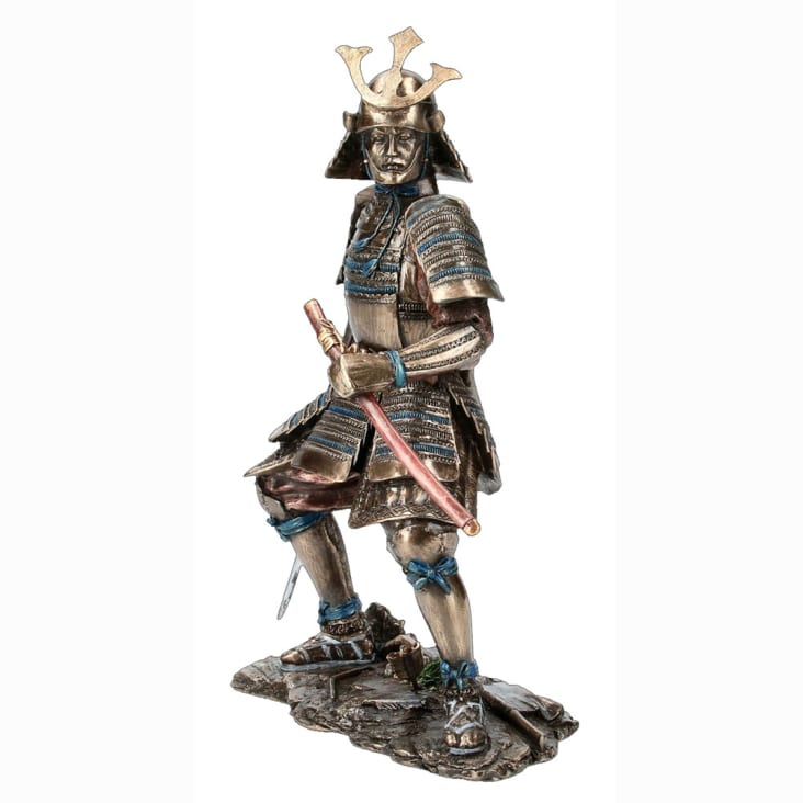 Statue samurai art aspect bronze H23cm-SAMURAI cropped-2
