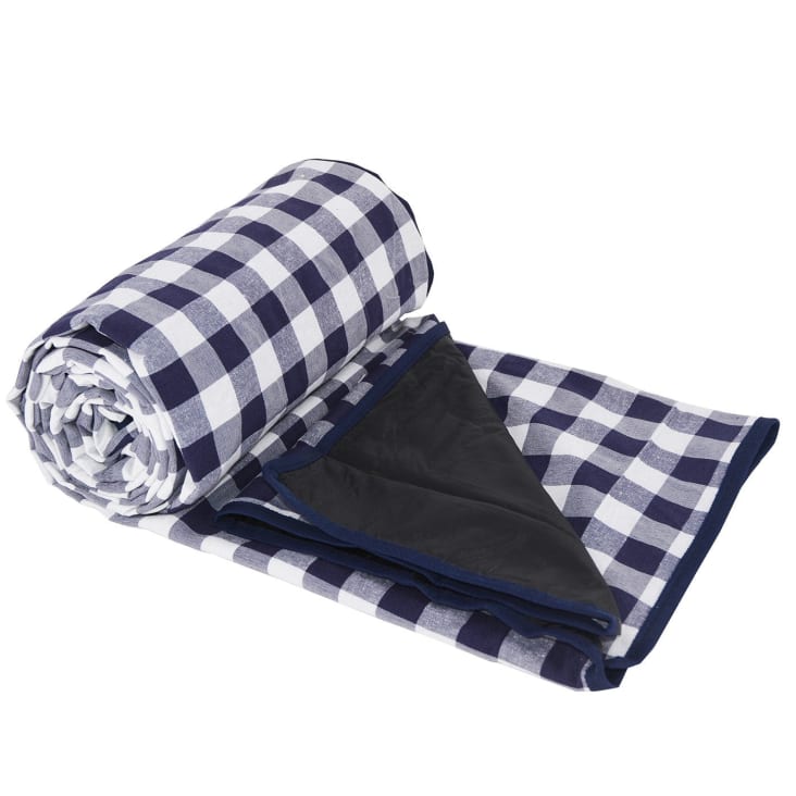 Alux - Mantel impermeable de hule - Manteles lavables para picnic - Mantel  de plástico que no se decolora con respaldo de franela - Azul guinga y