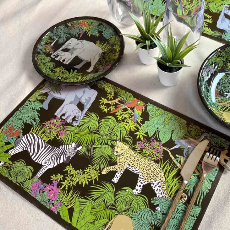 Set de table (45 x 30 cm) avec un imprimé jungle - Lot de 6-JUNGLE cropped-2