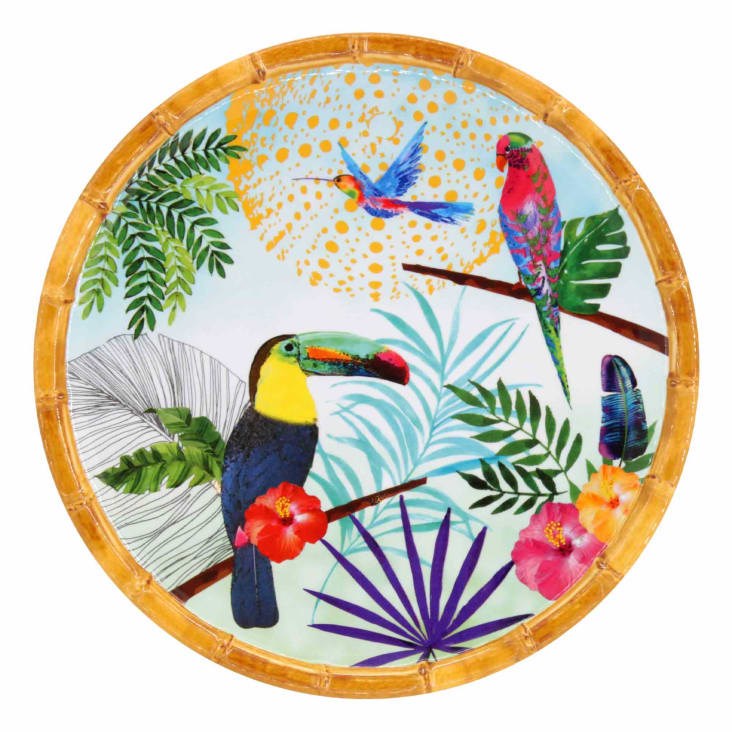 Petite assiette plate en mélamine 23 cm imprimé de toucans-Toucans de rio