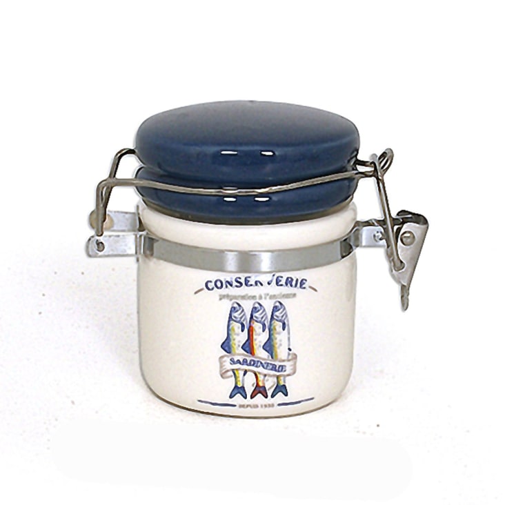 Pot à sel hermétique en faïence avec cuillère en bois-SARDY