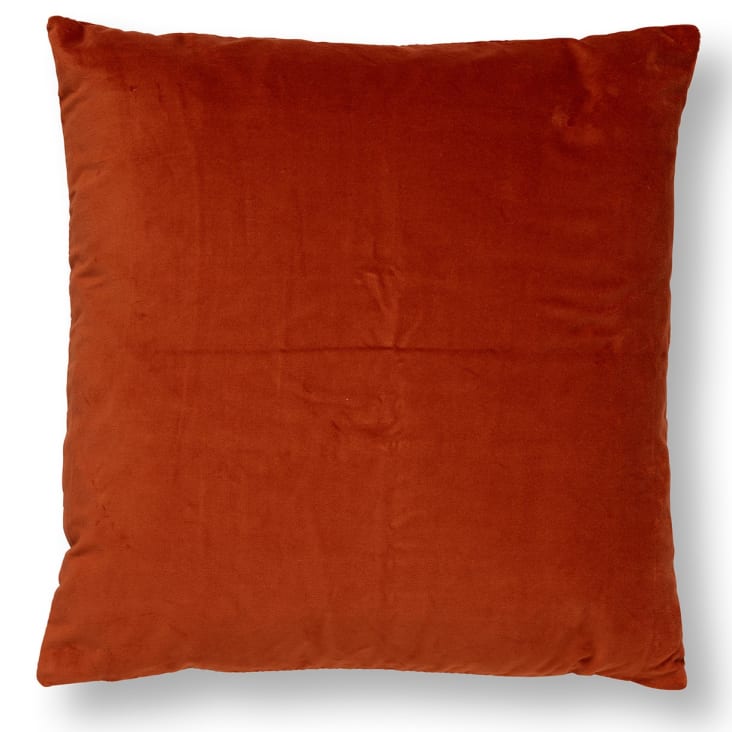 Coussin - orange en velours 45x45 cm avec motif rayé-PEMM cropped-5