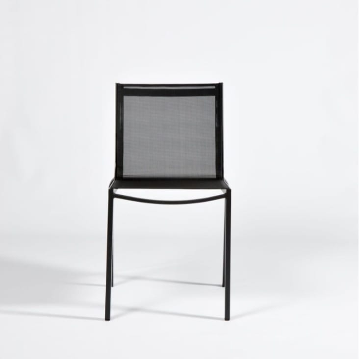 Chaise aluminium et textilène empilable gris anthracite-Itac cropped-4