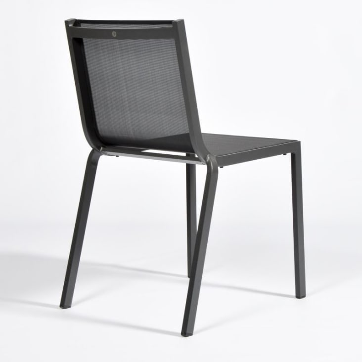 Chaise aluminium et textilène empilable gris anthracite-Itac cropped-5