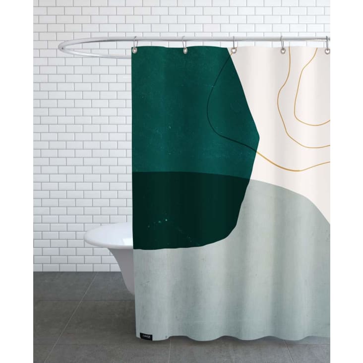 Rideau de douche en polyester en gris & vert 150x200-Interplay
