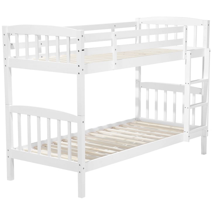 Letto A Castello In Legno Pino 90x200/120x200 Cm - Bianco, Con Sponde - Foto 11