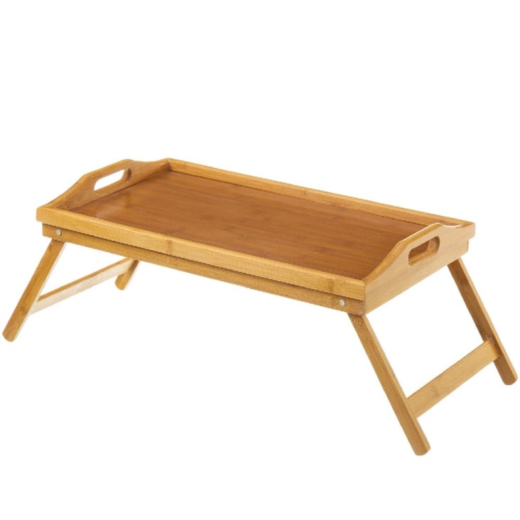 D,casa - Plateau pour lit en bambou, table avec pieds pliants, naturel, 50  x 30 x 22 cm - 44 x 27 x 22,5 cm