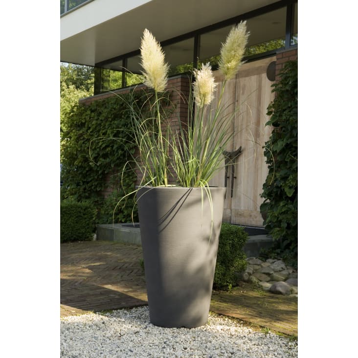 Pot à fleur en résine recyclable gris tourtelle D52cm-LISCIO SIENA cropped-2