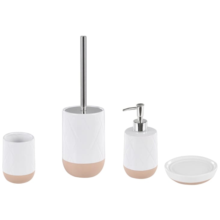 Set de accesorios de baño 4 piezas de cerámica blanca Lebu