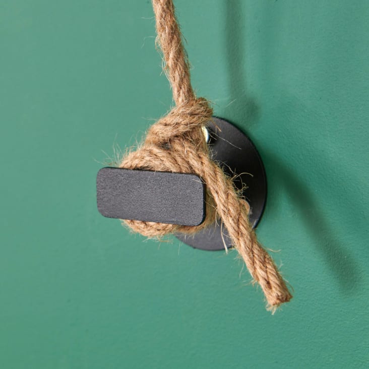 Penderie suspendue bois L100cm noir avec corde et poulie-Lano cropped-5