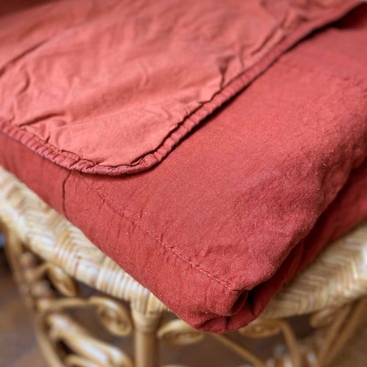 Couvre-lit en lin lavé terracotta doublure en percale de coton lavé cropped-4