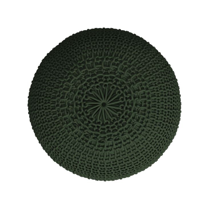 Pouf rotondo in maglia di cotone verde oliva D40 cm Elisa