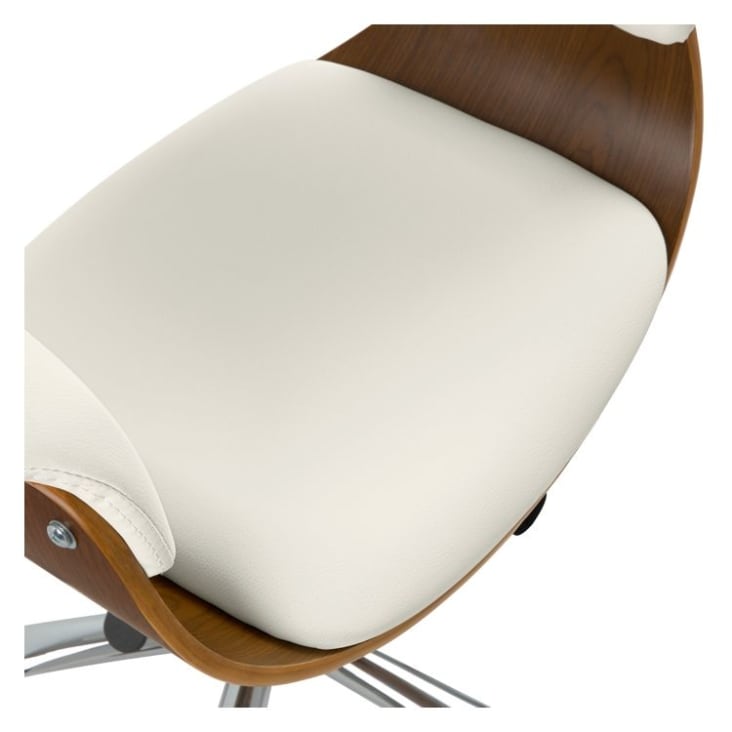 Chaise de bureau pivotante en bois et PU blanc-Basile cropped-5