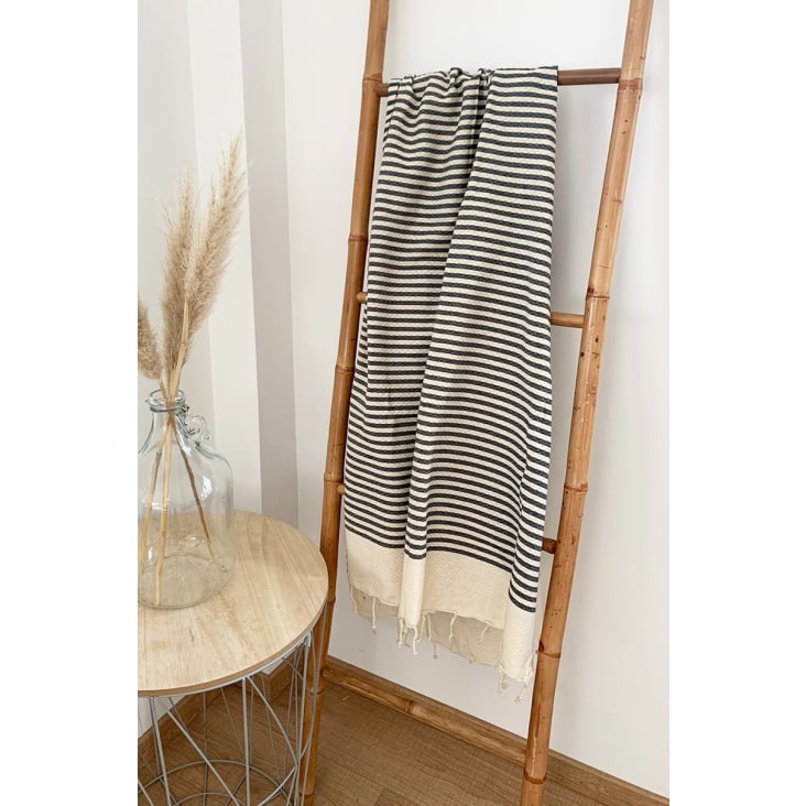 Fouta rayée traditionnelle anthracite yadara grise 200 x 200 cropped-2