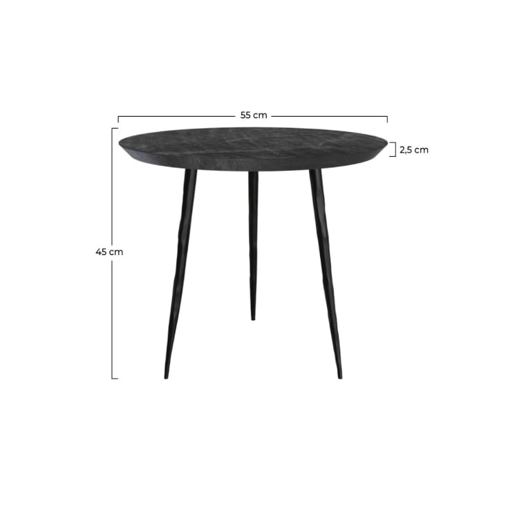 Table d'appoint ronde en ardoise et bois D55 cm-Minie cropped-2