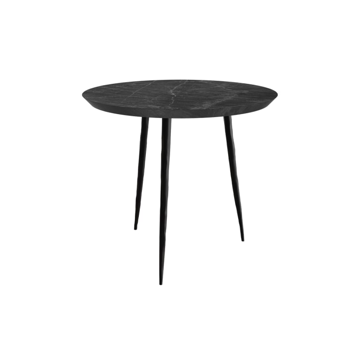 Table d'appoint ronde en ardoise et bois D55 cm-Minie cropped-5