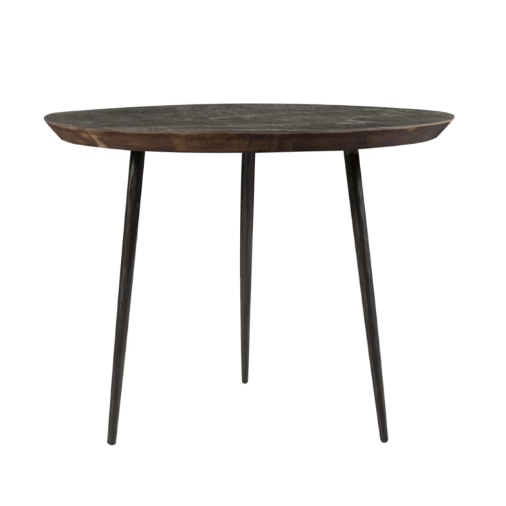 Table d'appoint ronde en ardoise et bois D55 cm-Minie cropped-6