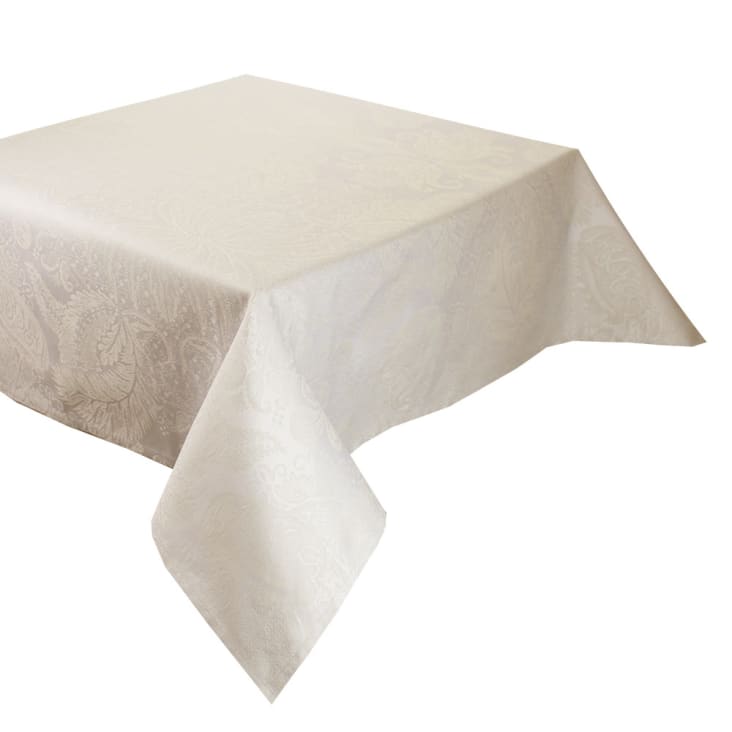 Nappe carrée pur coton beige 180x180 cm MILLE ISAPHIRE BEIGE