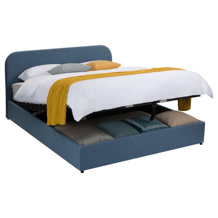 Letto contenitore 160x200 cm in tessuto blu Tilly